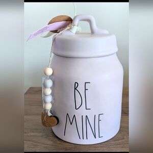 Rae Dunn Pink Ceramic Jar with Ribbon